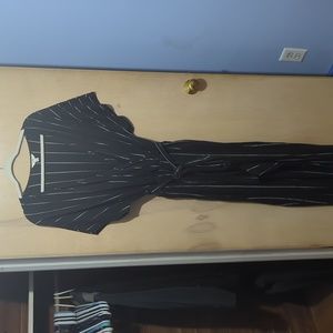 Black Pinstripe Jumpsuit